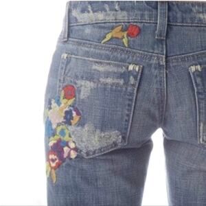 JOE'S JEANS Vintage 1971 Floral Embroidered Socialite Havens Wash Flare Sz 27